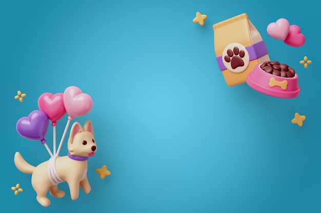 PSD gratuito renderización en 3d del fondo de las mascotas