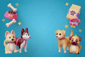 PSD gratuito renderización en 3d del fondo de las mascotas