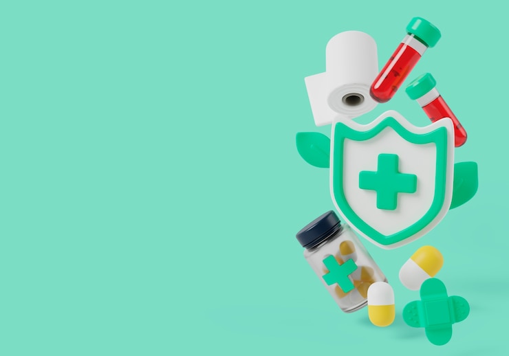 PSD gratuito renderización en 3d del fondo de las ventas de atención médica