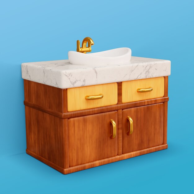 Renderización en 3D del icono del baño