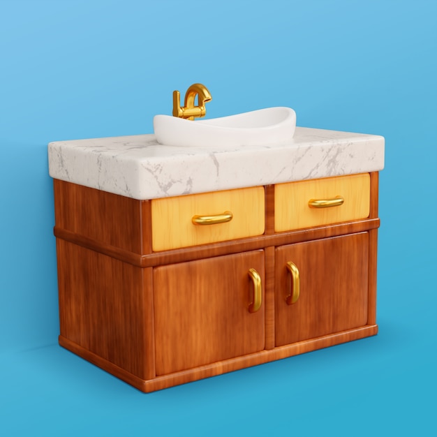 Renderización en 3D del icono del baño