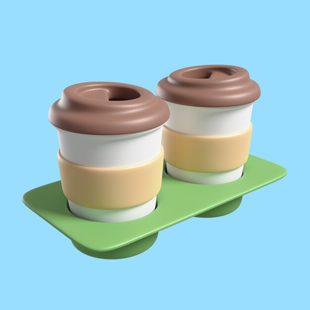 Renderización 3D del icono de la cafetería