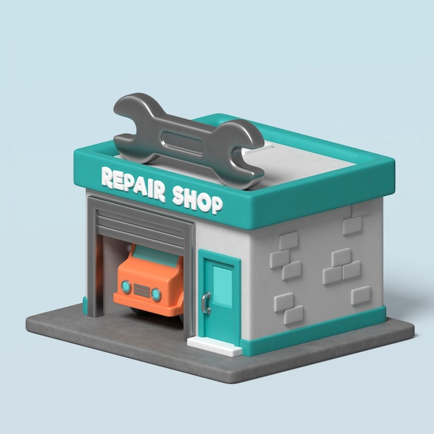 Renderización en 3D del icono del edificio