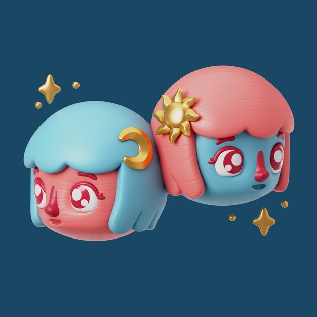 Renderización en 3D del icono de los geminos