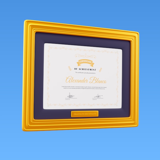 Renderización en 3D del ícono del graduado