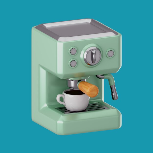 Renderización 3D del icono de la hora del café