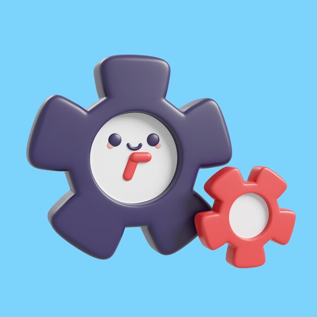 Renderización 3D del icono de hora y fecha de kawaii