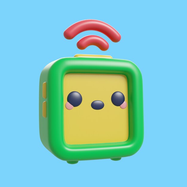 Renderización 3D del icono de hora y fecha de kawaii