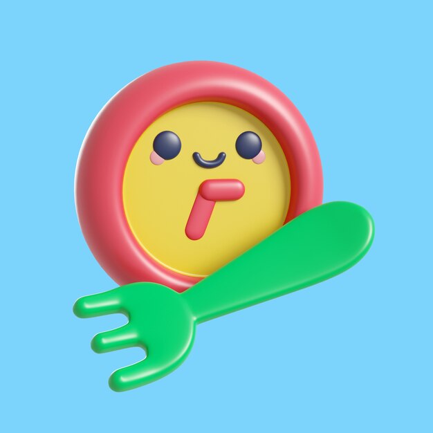 Renderización 3D del icono de hora y fecha de kawaii