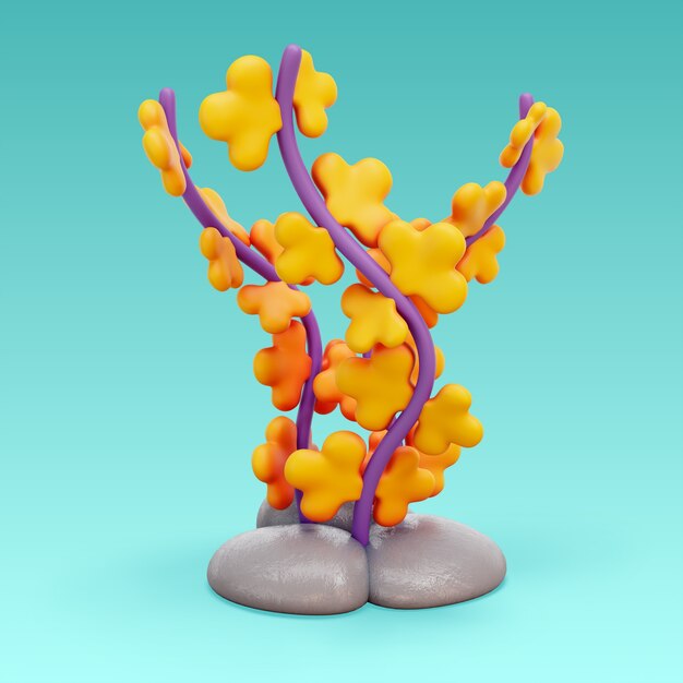 Renderización en 3D del icono del mar y el océano