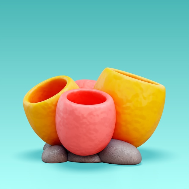 Renderización en 3D del icono del mar y el océano