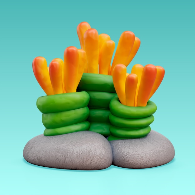 Renderización en 3D del icono del mar y el océano