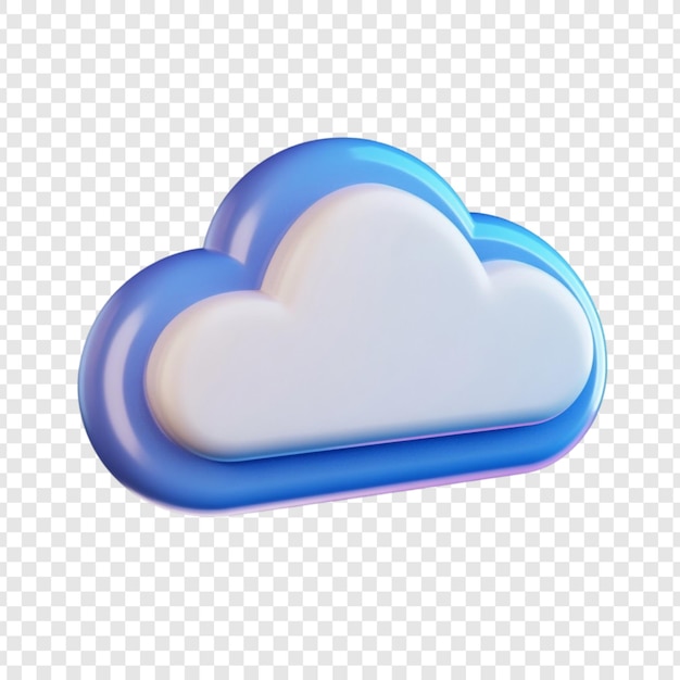 Renderización 3D de un icono de nube brillante Arte digital azul y blanco Concepto de tecnología de símbolos de computación en la nube