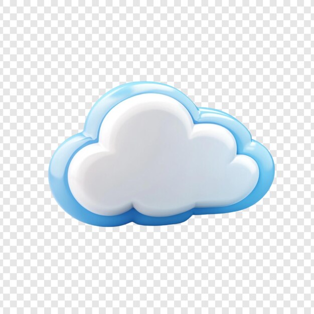 Renderización 3D de un icono de nube de dibujos animados bonito Ilustración digital azul y blanca Concepto de computación en la nube Símbolo de software de tiempo Elemento de diseño de icono