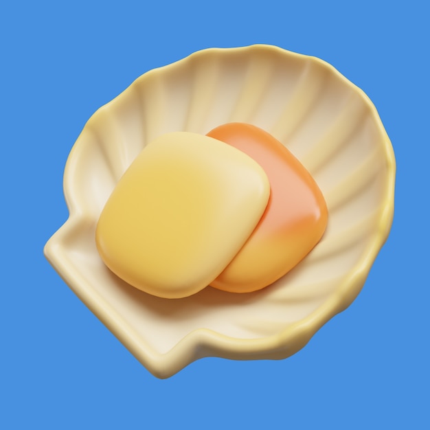 PSD gratuito renderización 3d del icono de pescado y mariscos.