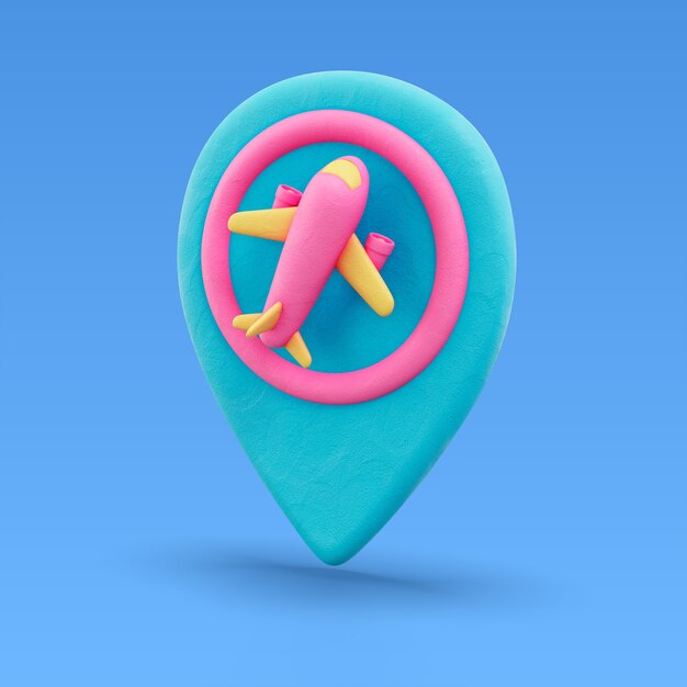 Renderización 3D del icono de la ubicación del pin