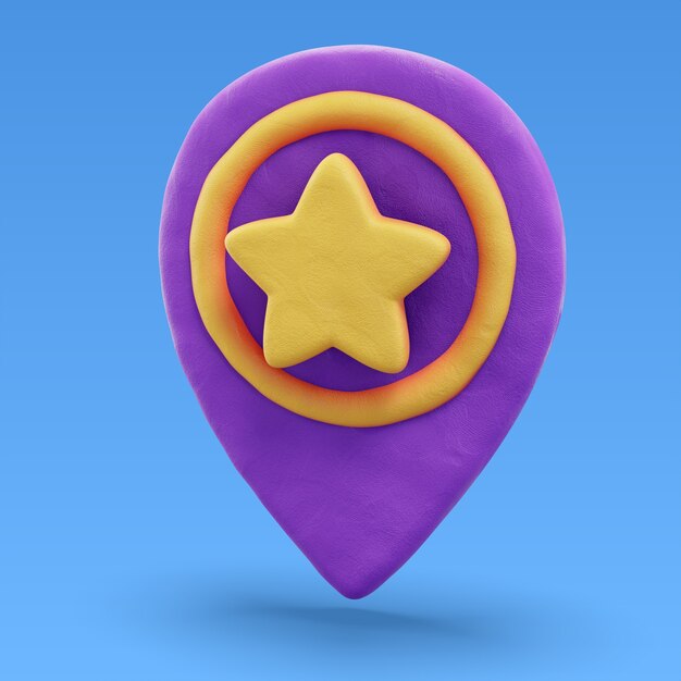 Renderización 3D del icono de la ubicación del pin