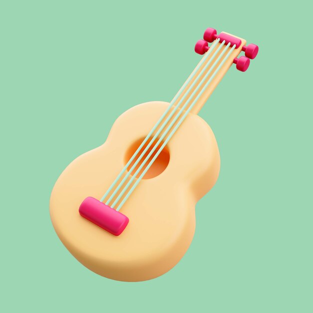 Renderización 3D del icono de viaje de la guitarra