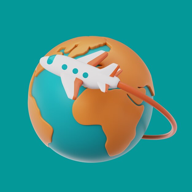 Renderización en 3D del icono de viaje