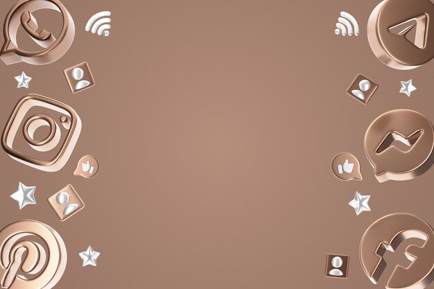 Renderización en 3D de los iconos de las redes sociales