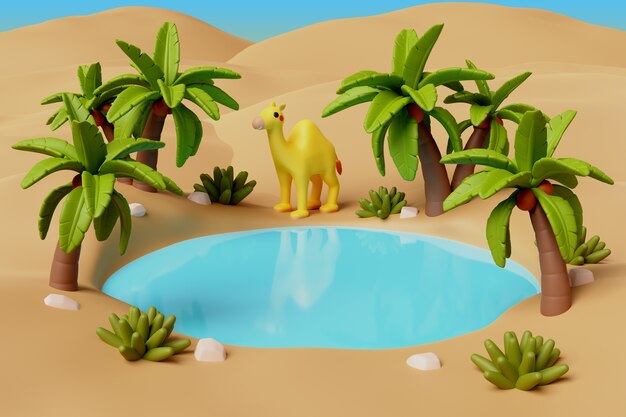 Renderización en 3D de la ilustración de Egipto