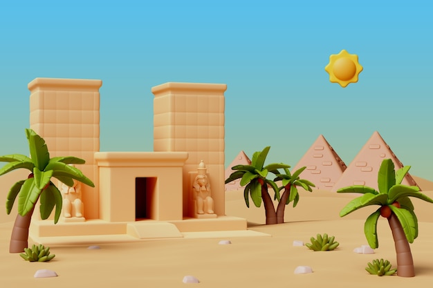 PSD gratuito renderización en 3d de la ilustración de egipto