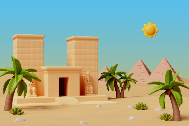 Renderización en 3D de la ilustración de Egipto