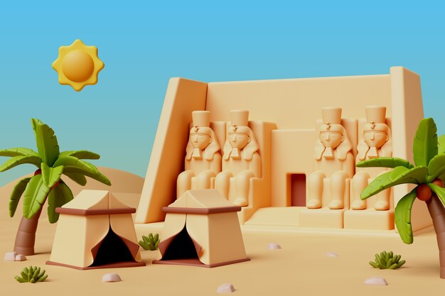 Renderización en 3D de la ilustración de Egipto