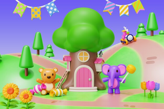 Renderización 3d de la ilustración para niños