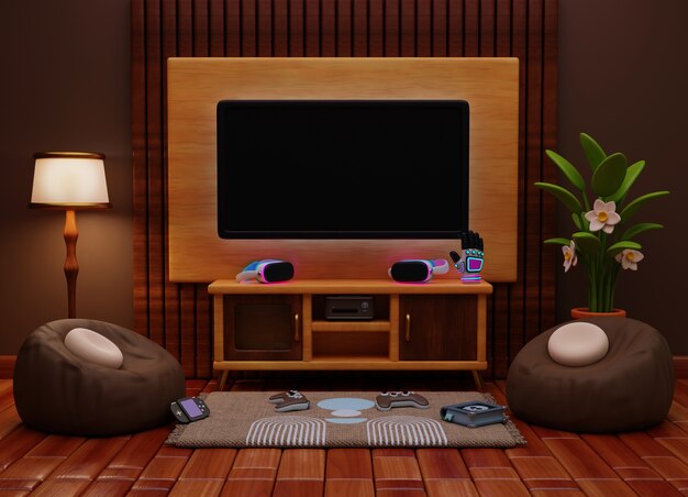Renderización 3D de la ilustración de la sala de juegos