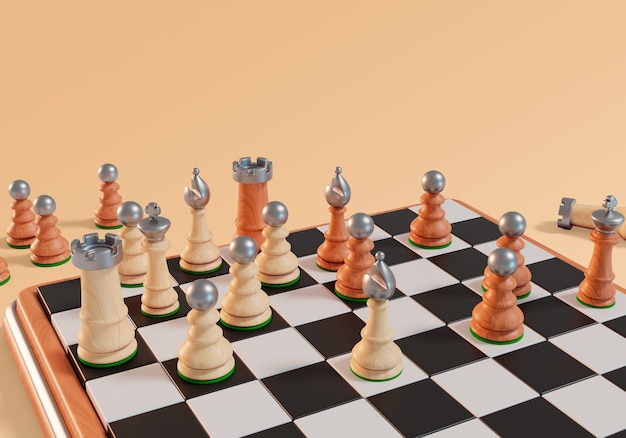 Renderización 3D de juegos de mesa de naturaleza muerta
