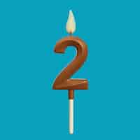 PSD gratuito renderización 3d del número de velas del pastel de cumpleaños