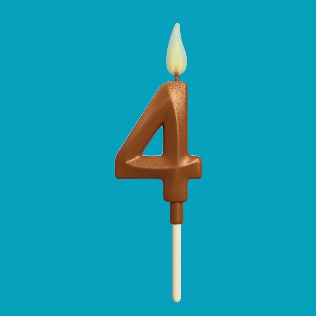 Renderización 3D del número de velas del pastel de cumpleaños