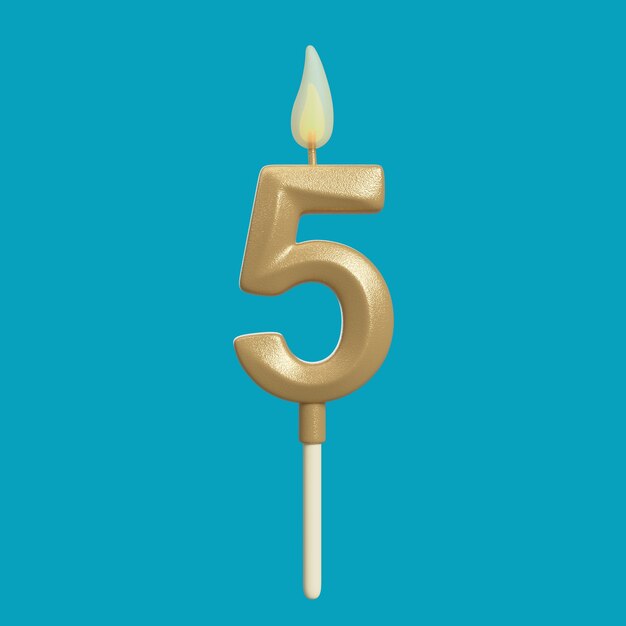 Renderización 3D del número de velas del pastel de cumpleaños