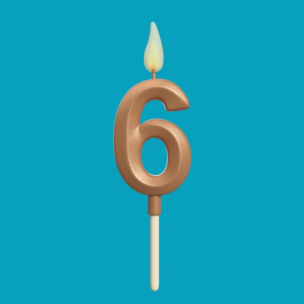 Renderización 3D del número de velas del pastel de cumpleaños