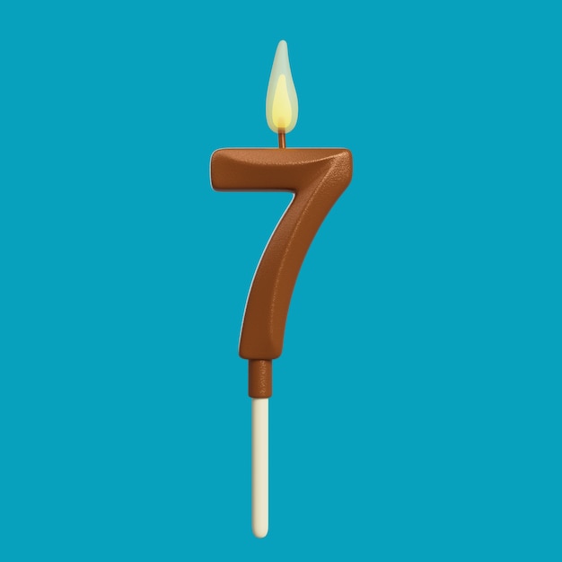 Renderización 3D del número de velas del pastel de cumpleaños