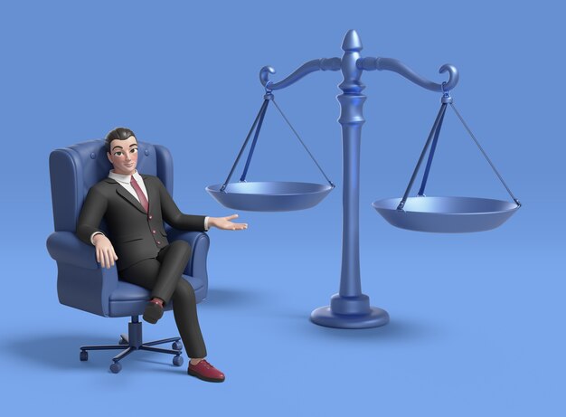 Renderización en 3D del personaje del abogado
