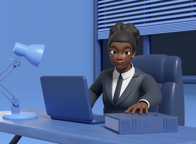 Renderización en 3D del personaje del abogado