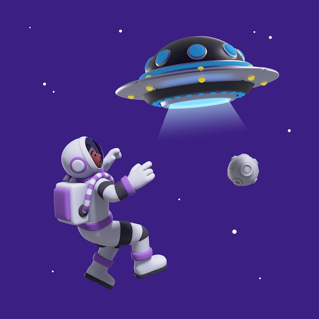 Renderización en 3D del personaje del astronauta.