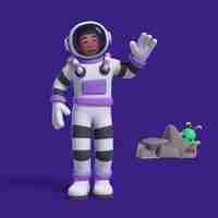 PSD gratuito renderización en 3d del personaje del astronauta.