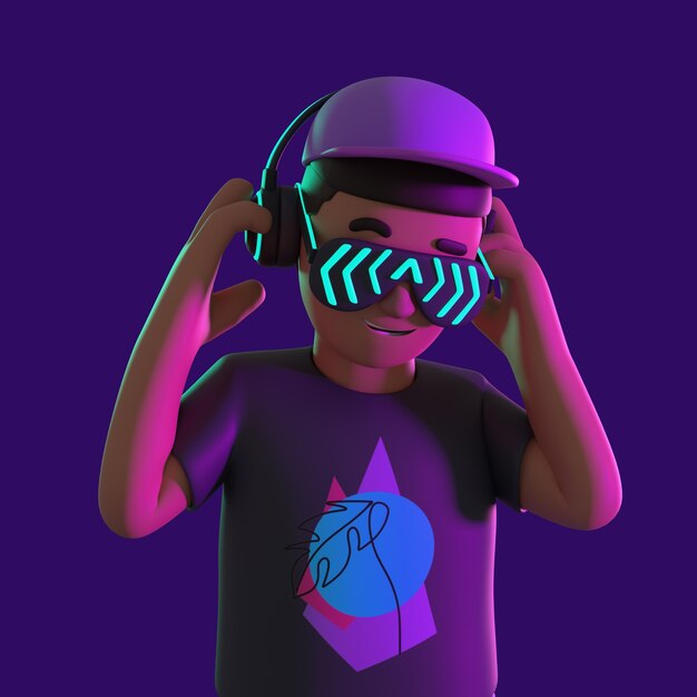 Renderización en 3D del personaje de DJ