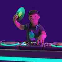 PSD gratuito renderización en 3d del personaje de dj