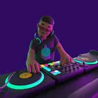 PSD gratuito renderización en 3d del personaje de dj