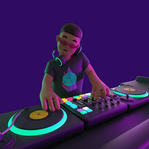 Renderización en 3D del personaje de DJ