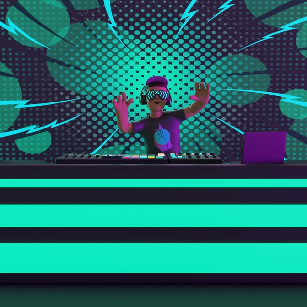 Renderización en 3D del personaje de DJ