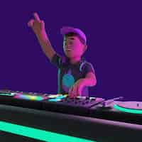 PSD gratuito renderización en 3d del personaje de dj