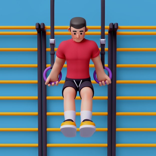 Renderización 3D del personaje del entrenador de gimnasio