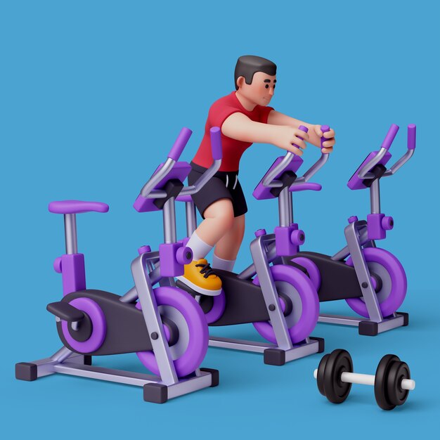 Renderización 3D del personaje del entrenador de gimnasio