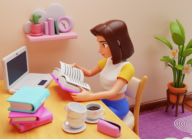 Renderización en 3D del personaje del estudiante