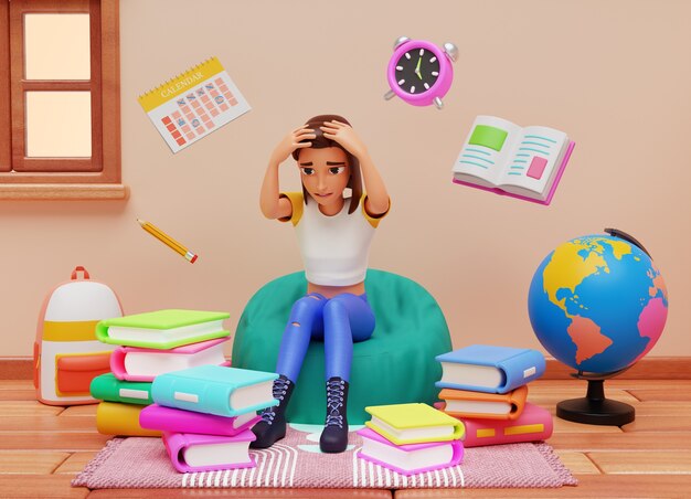 Renderización en 3D del personaje del estudiante